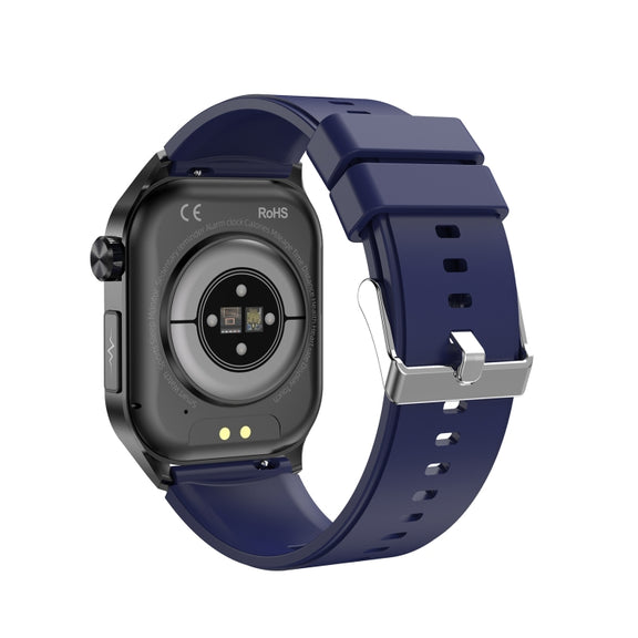 ET580 2.04 inch AMOLED Screen Sports Smart Watch Support Bluethooth Call /  ECG Function(Blue Silicone Band)