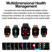 ET580 2.04 inch AMOLED Screen Sports Smart Watch Support Bluethooth Call /  ECG Function(Blue Silicone Band)