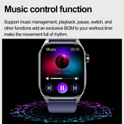 ET580 2.04 inch AMOLED Screen Sports Smart Watch Support Bluethooth Call /  ECG Function(Blue Silicone Band)