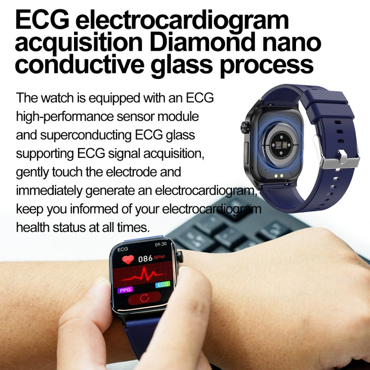 ET580 2.04 inch AMOLED Screen Sports Smart Watch Support Bluethooth Call /  ECG Function(Black Butterfly Buckle)