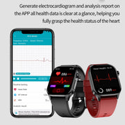 ET580 2.04 inch AMOLED Screen Sports Smart Watch Support Bluethooth Call /  ECG Function(Black Silicone Band)