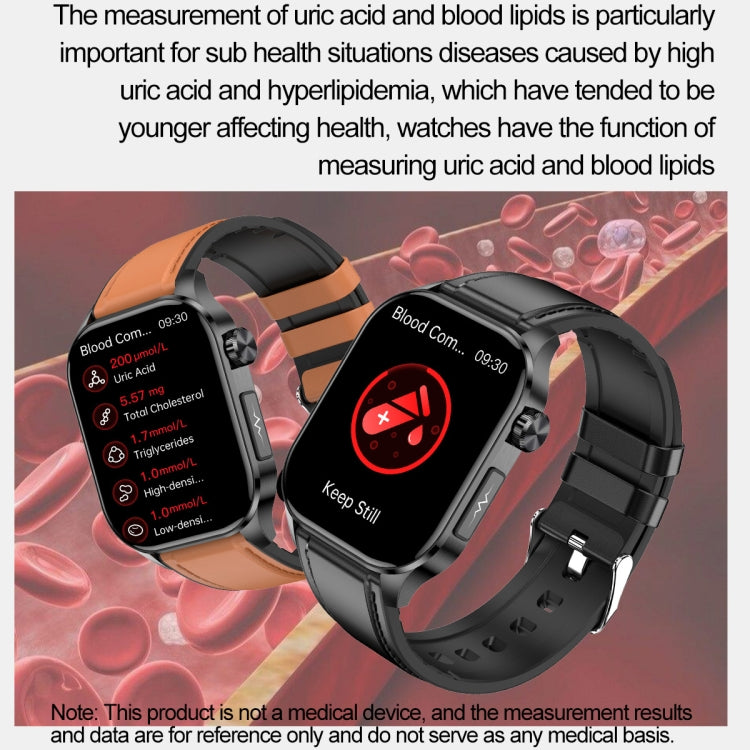 ET580 2.04 inch AMOLED Screen Sports Smart Watch Support Bluethooth Call /  ECG Function(Blue Silicone Band)