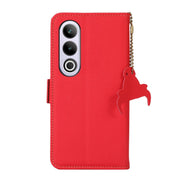 For OnePlus CE4 5G Global Side-Magnetic TJ Genuine Leather RFID Phone Case(Red)