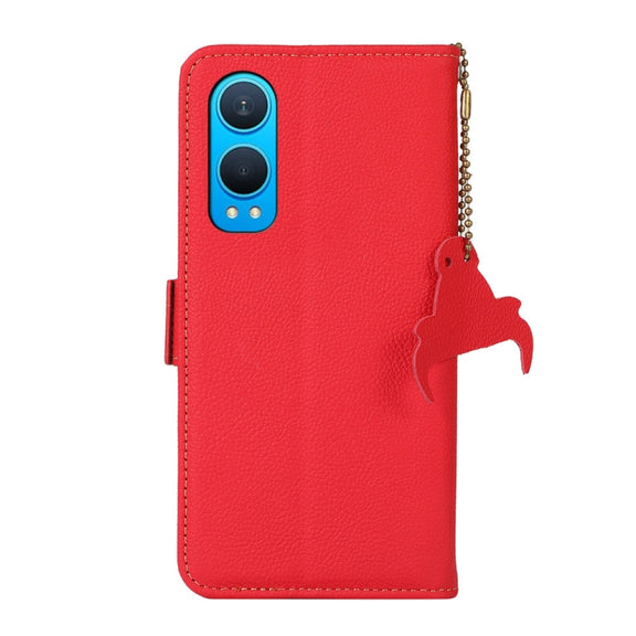 For OnePlus CE4 Lite Side-Magnetic TJ Genuine Leather RFID Phone Case(Red)