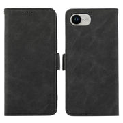 For iPhone 16e ABEEL Frosted Magnetic RFID Leather Phone Case(Black)