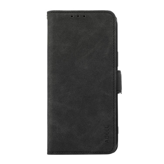 For iPhone 16e ABEEL Frosted Magnetic RFID Leather Phone Case(Black)