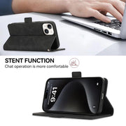 For iPhone 16e ABEEL Frosted Magnetic RFID Leather Phone Case(Black)