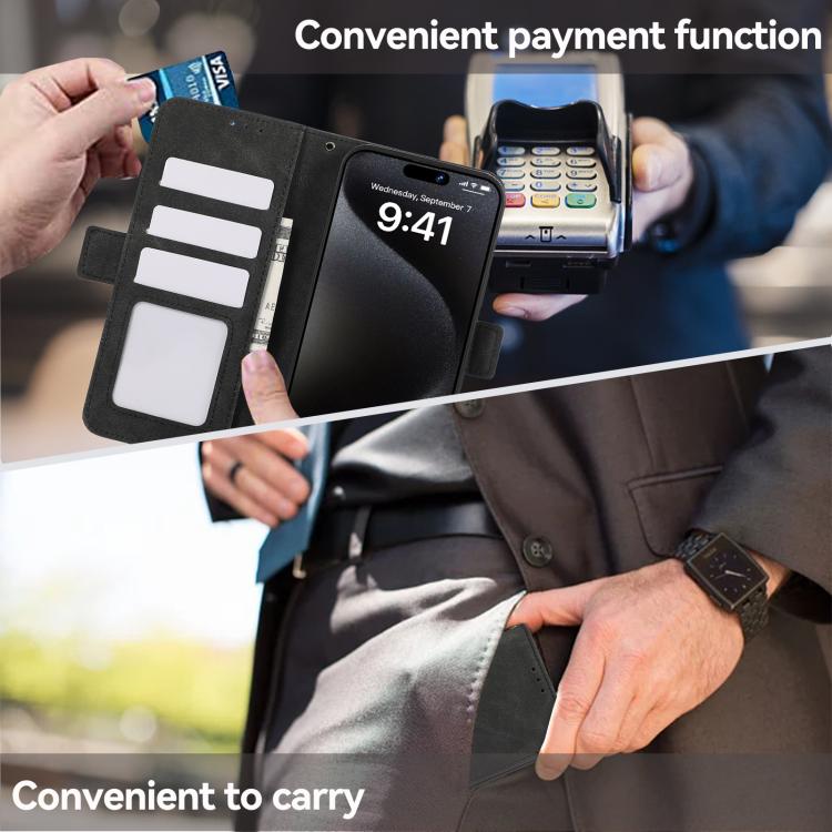 For iPhone 16e ABEEL Frosted Magnetic RFID Leather Phone Case(Black)