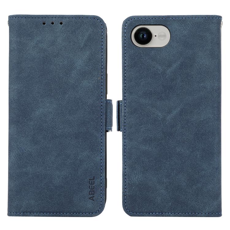 For iPhone 16e ABEEL Frosted Magnetic RFID Leather Phone Case(Blue)
