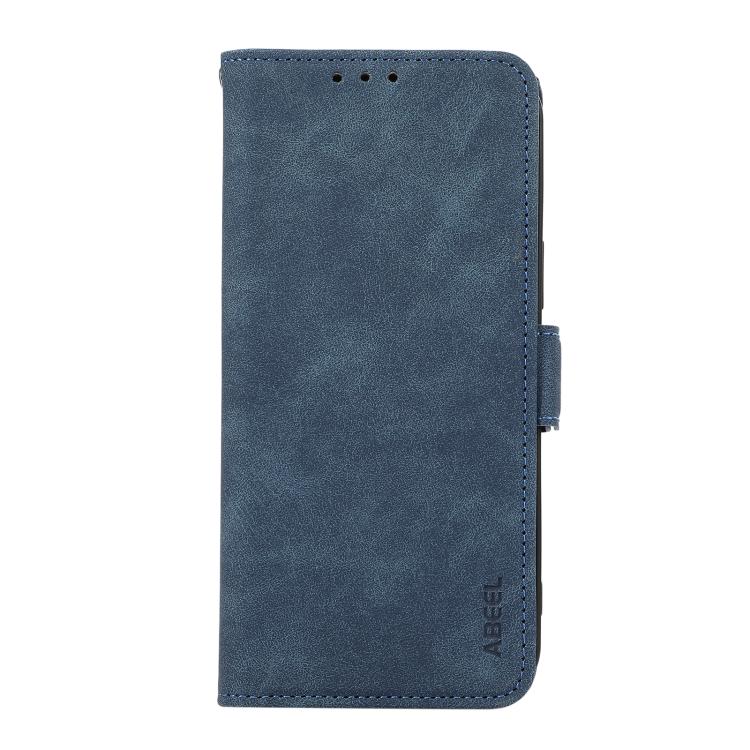 For iPhone 16e ABEEL Frosted Magnetic RFID Leather Phone Case(Blue)