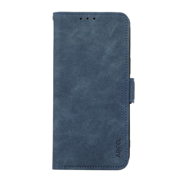 For iPhone 16e ABEEL Frosted Magnetic RFID Leather Phone Case(Blue)