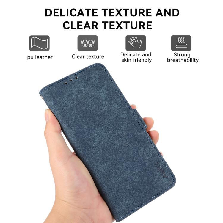 For iPhone 16e ABEEL Frosted Magnetic RFID Leather Phone Case(Blue)