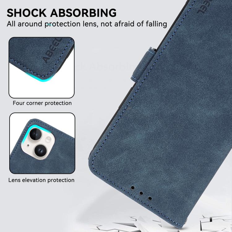 For iPhone 16e ABEEL Frosted Magnetic RFID Leather Phone Case(Blue)