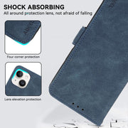 For iPhone 16e ABEEL Frosted Magnetic RFID Leather Phone Case(Blue)