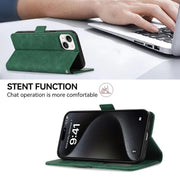For iPhone 16e ABEEL Frosted Magnetic RFID Leather Phone Case(Green)