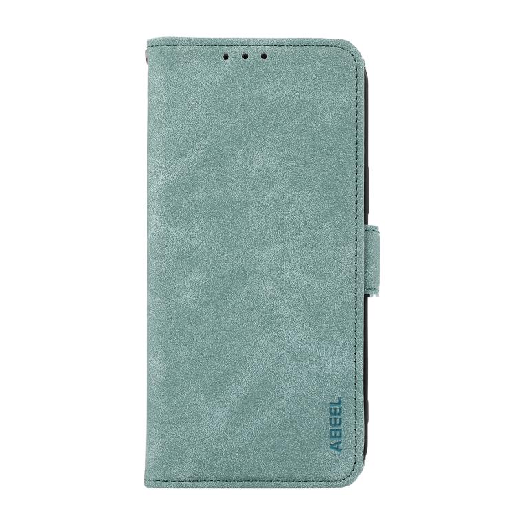 For iPhone 16e ABEEL Frosted Magnetic RFID Leather Phone Case(Cyan)