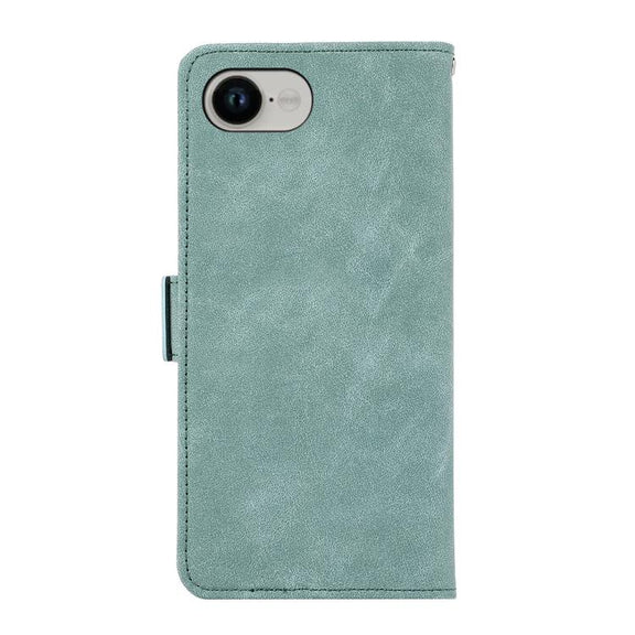 For iPhone 16e ABEEL Frosted Magnetic RFID Leather Phone Case(Cyan)
