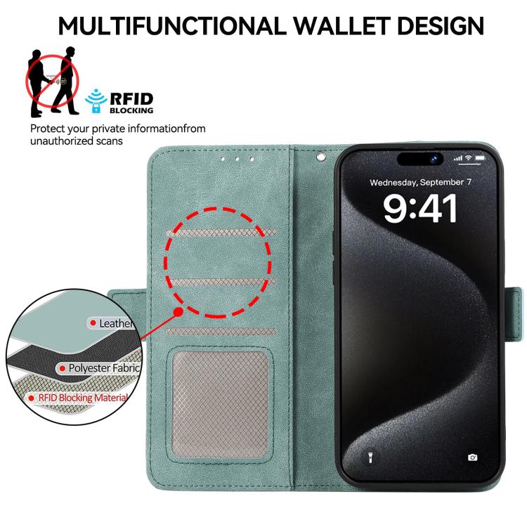For iPhone 16e ABEEL Frosted Magnetic RFID Leather Phone Case(Cyan)