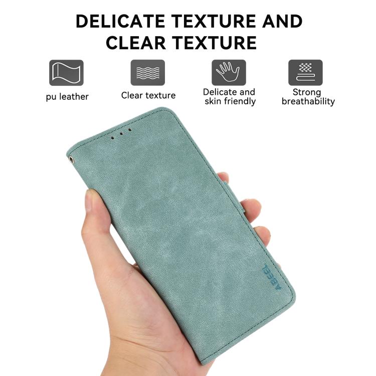 For iPhone 16e ABEEL Frosted Magnetic RFID Leather Phone Case(Cyan)