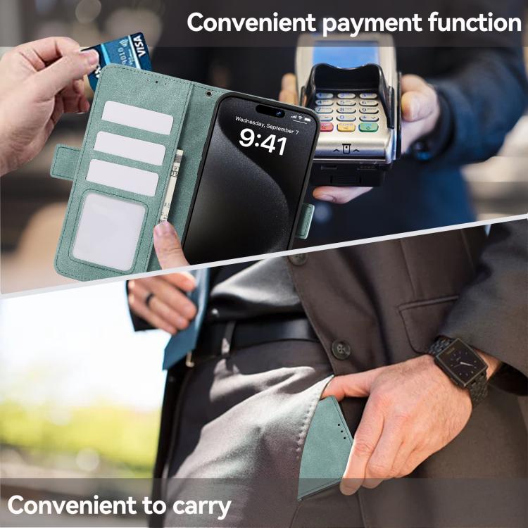 For iPhone 16e ABEEL Frosted Magnetic RFID Leather Phone Case(Cyan)