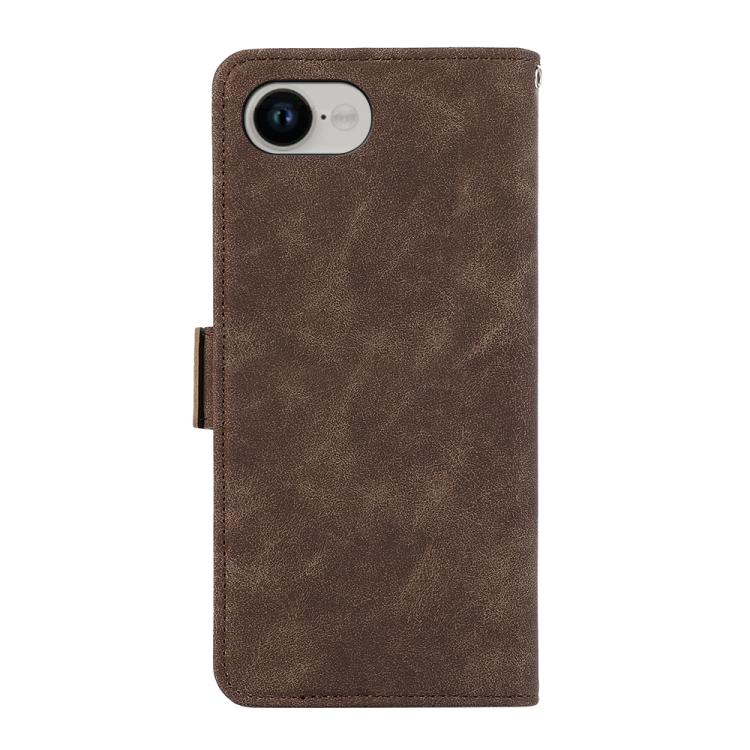 For iPhone 16e ABEEL Frosted Magnetic RFID Leather Phone Case(Brown)