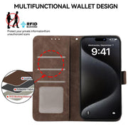 For iPhone 16e ABEEL Frosted Magnetic RFID Leather Phone Case(Brown)