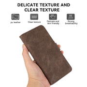 For iPhone 16e ABEEL Frosted Magnetic RFID Leather Phone Case(Brown)