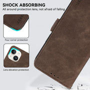 For iPhone 16e ABEEL Frosted Magnetic RFID Leather Phone Case(Brown)