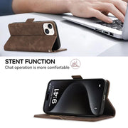 For iPhone 16e ABEEL Frosted Magnetic RFID Leather Phone Case(Brown)