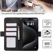 For iPhone 17 ABEEL Frosted Magnetic RFID Leather Phone Case(Black)
