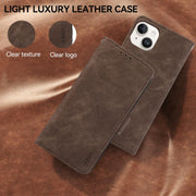 For iPhone 17 ABEEL Frosted Magnetic RFID Leather Phone Case(Brown)