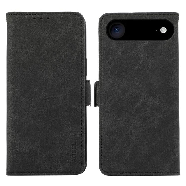 For iPhone 17 Air ABEEL Frosted Magnetic RFID Leather Phone Case(Black)
