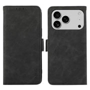 For iPhone 17 Pro ABEEL Frosted Magnetic RFID Leather Phone Case(Black)