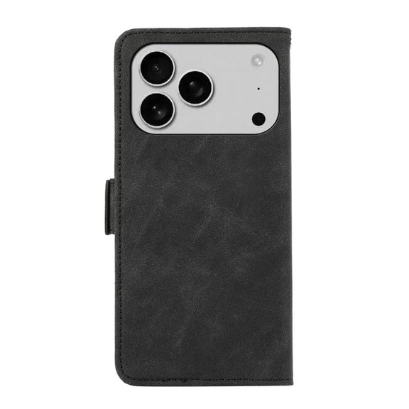 For iPhone 17 Pro ABEEL Frosted Magnetic RFID Leather Phone Case(Black)