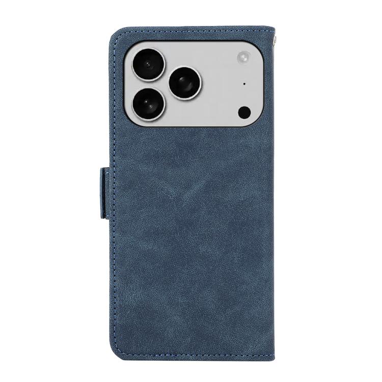 For iPhone 17 Pro ABEEL Frosted Magnetic RFID Leather Phone Case(Blue)