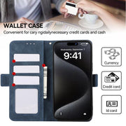For iPhone 17 Pro ABEEL Frosted Magnetic RFID Leather Phone Case(Blue)