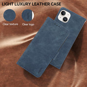 For iPhone 17 Pro ABEEL Frosted Magnetic RFID Leather Phone Case(Blue)