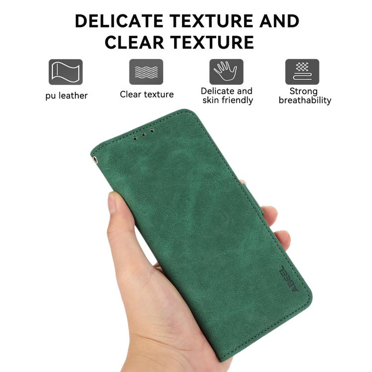 For iPhone 17 Pro ABEEL Frosted Magnetic RFID Leather Phone Case(Green)