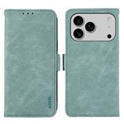 For iPhone 17 Pro ABEEL Frosted Magnetic RFID Leather Phone Case(Cyan)