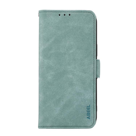 For iPhone 17 Pro ABEEL Frosted Magnetic RFID Leather Phone Case(Cyan)