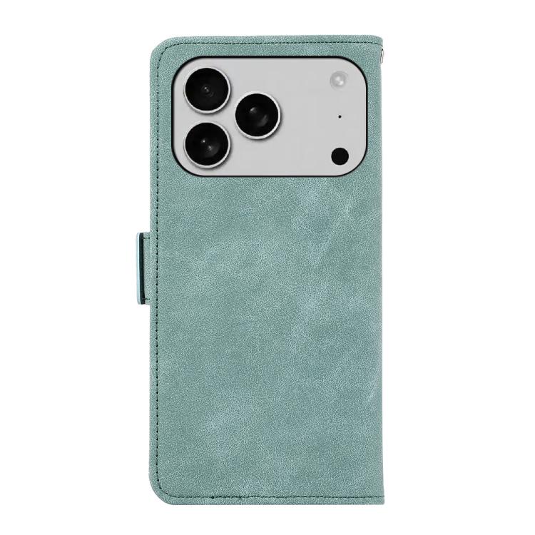 For iPhone 17 Pro ABEEL Frosted Magnetic RFID Leather Phone Case(Cyan)