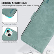 For iPhone 17 Pro ABEEL Frosted Magnetic RFID Leather Phone Case(Cyan)