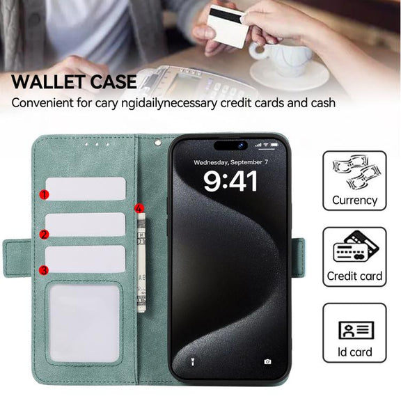 For iPhone 17 Pro ABEEL Frosted Magnetic RFID Leather Phone Case(Cyan)