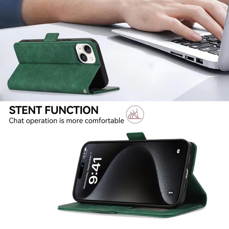 For iPhone 17 Pro Max ABEEL Frosted Magnetic RFID Leather Phone Case(Green)