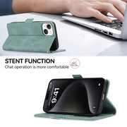 For iPhone 17 Pro Max ABEEL Frosted Magnetic RFID Leather Phone Case(Cyan)