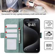 For iPhone 17 Pro Max ABEEL Frosted Magnetic RFID Leather Phone Case(Cyan)