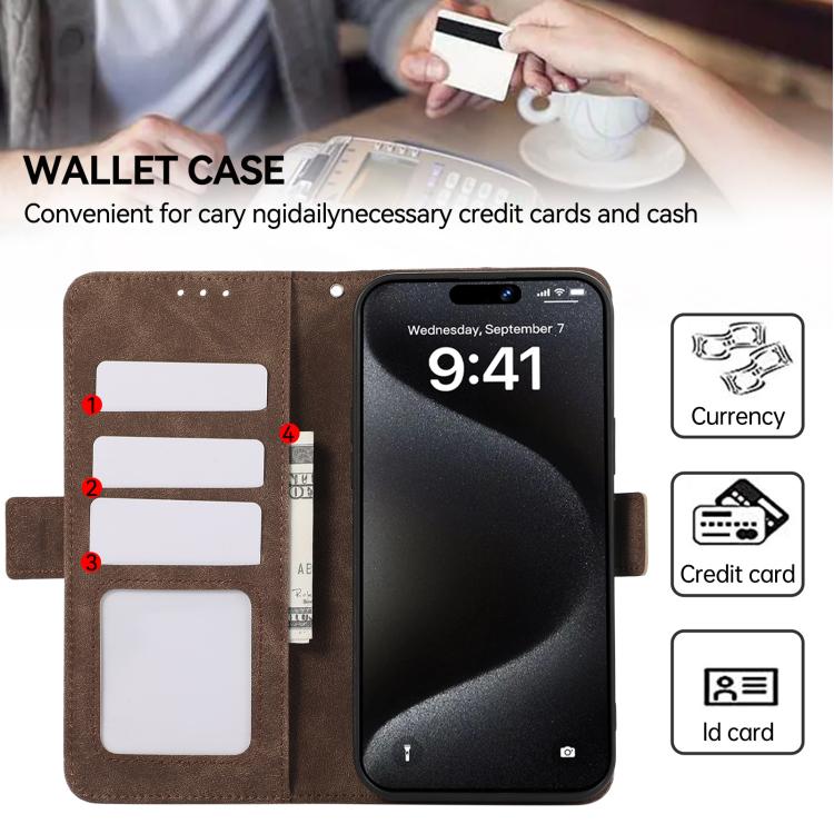 For iPhone 17 Pro Max ABEEL Frosted Magnetic RFID Leather Phone Case(Brown)