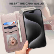 For iPhone 14 / 13 ESEBLE E1 Nappa Texture MagSafe Holder Leather Phone Case(Rose Gold)
