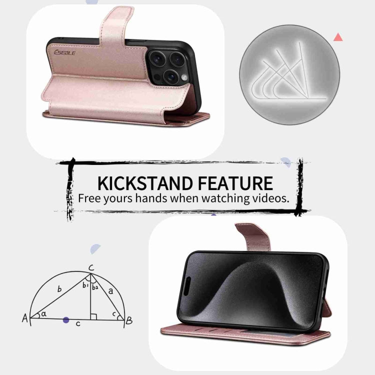For iPhone 14 / 13 ESEBLE E1 Nappa Texture MagSafe Holder Leather Phone Case(Rose Gold)