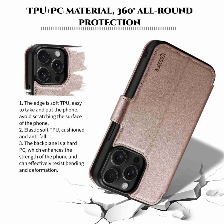 For iPhone 14 / 13 ESEBLE E1 Nappa Texture MagSafe Holder Leather Phone Case(Rose Gold)